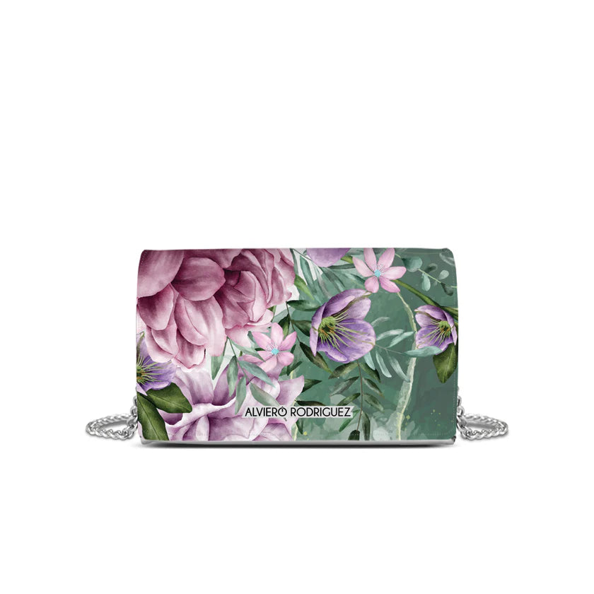 Purple Green Floral Clutch