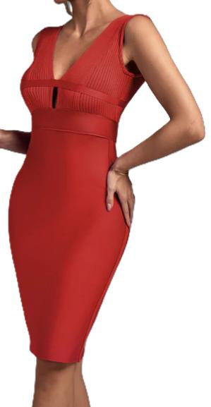 Red Dress with V Neck