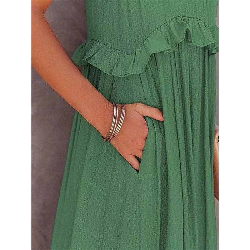 Beach Maxi Dress With Ruffle Hem: LIGHT PURPLE