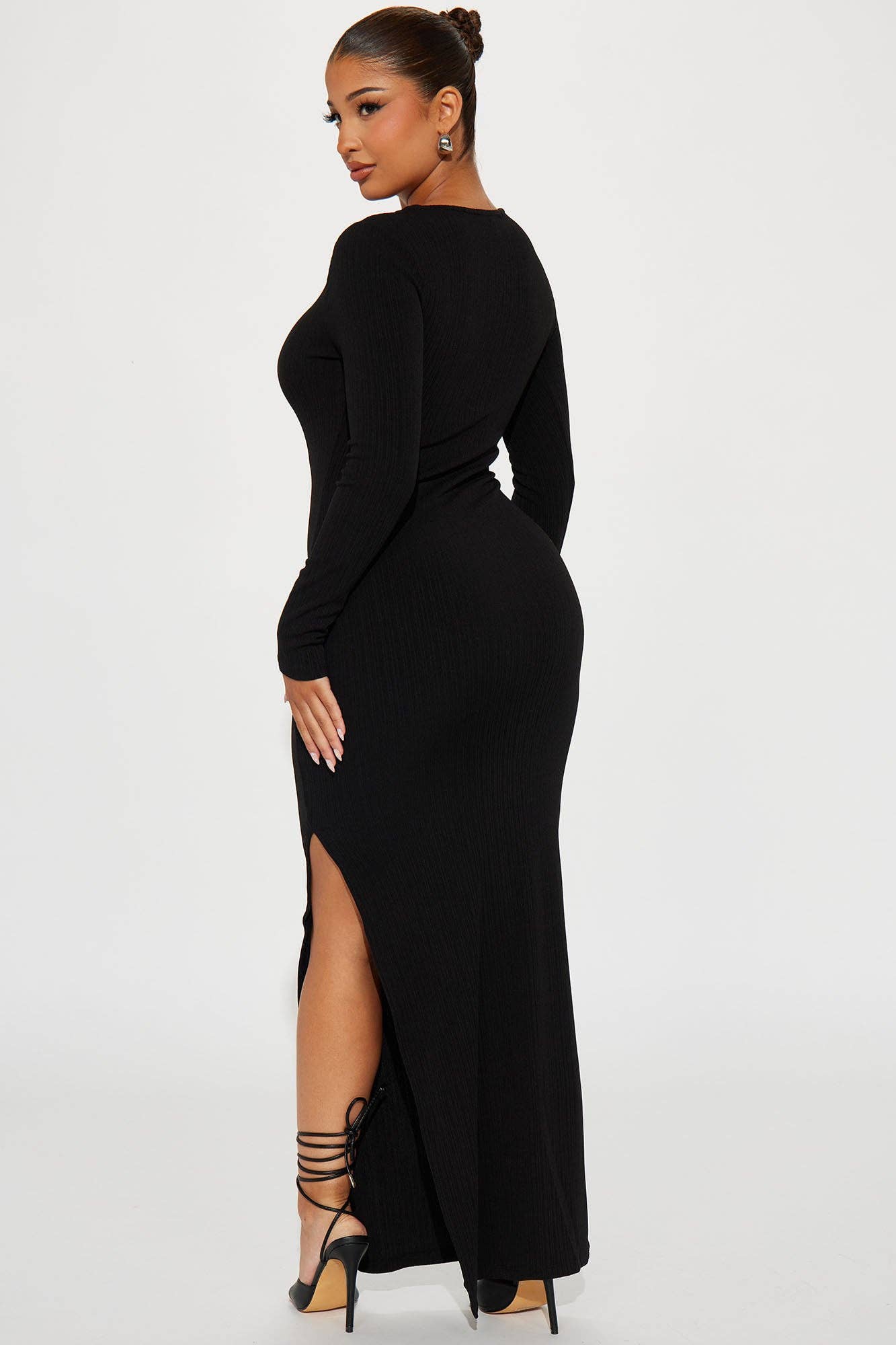 SIDE SLIT BODYCON MAXI DRESS: Chartreuse