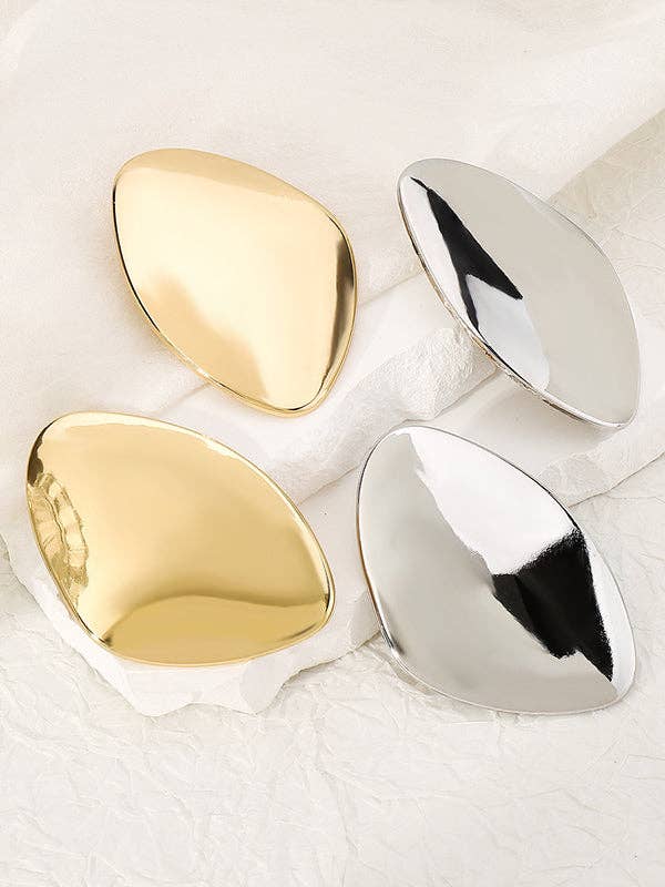 Geometric Solid Color Drop Earrings - Gold and Silver: GOLD / One_size