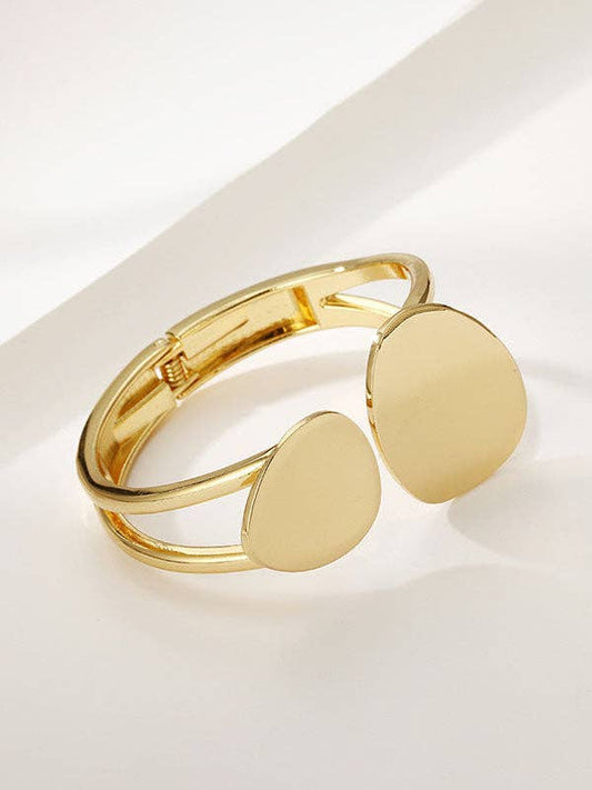 Geometric Hollow Solid Color Bracelet Accessories: GOLD / One_size