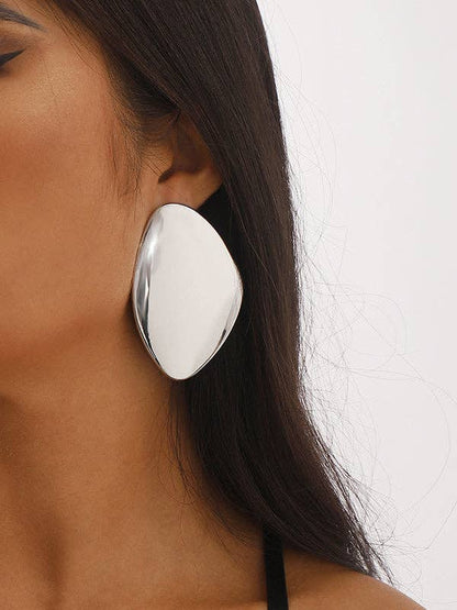 Geometric Solid Color Drop Earrings - Gold and Silver: SILVER / One_size