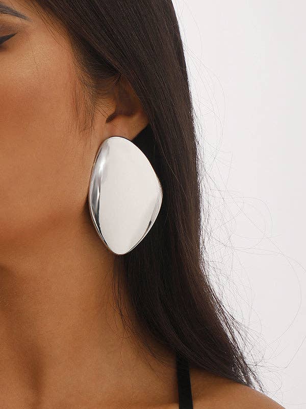 Geometric Solid Color Drop Earrings - Gold and Silver: GOLD / One_size