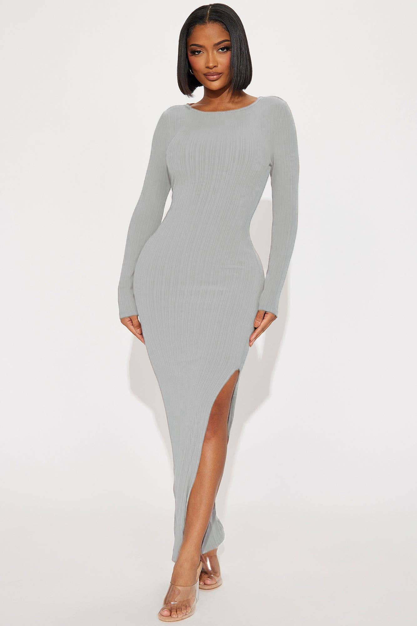 SIDE SLIT BODYCON MAXI DRESS: Emerald