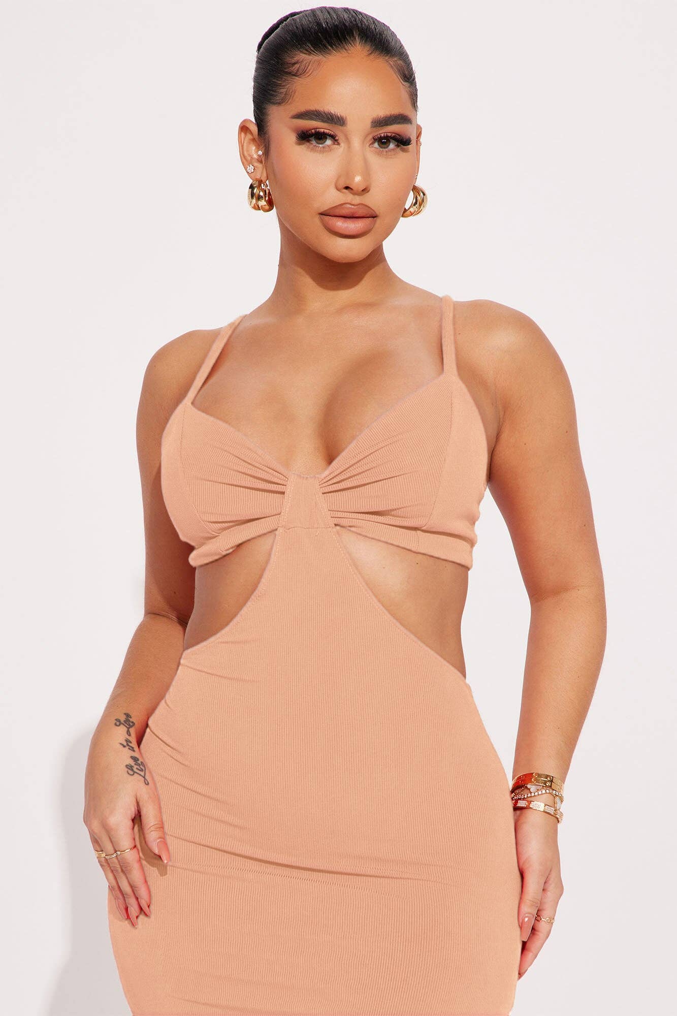 CUTOUT MAXI DRESS: Blush