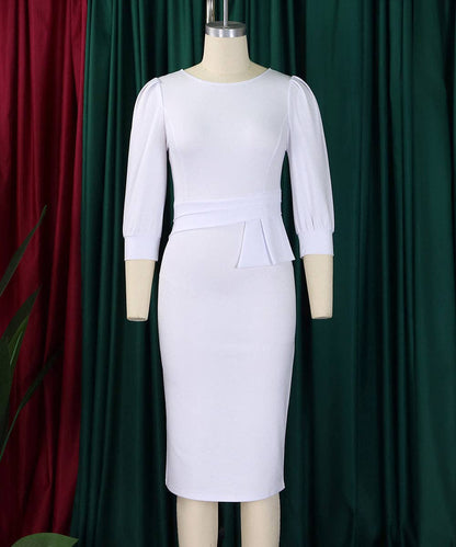 Round Neck Bodycon Midi Dress: Purple / 3XL
