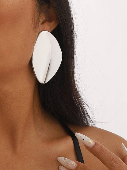 Geometric Solid Color Drop Earrings - Gold and Silver: SILVER / One_size