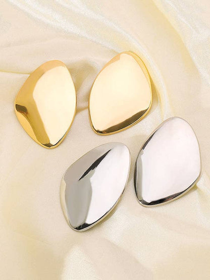 Geometric Solid Color Drop Earrings - Gold and Silver: SILVER / One_size