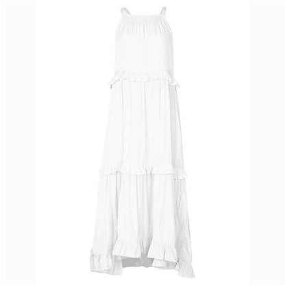 Beach Maxi Dress With Ruffle Hem: PINK