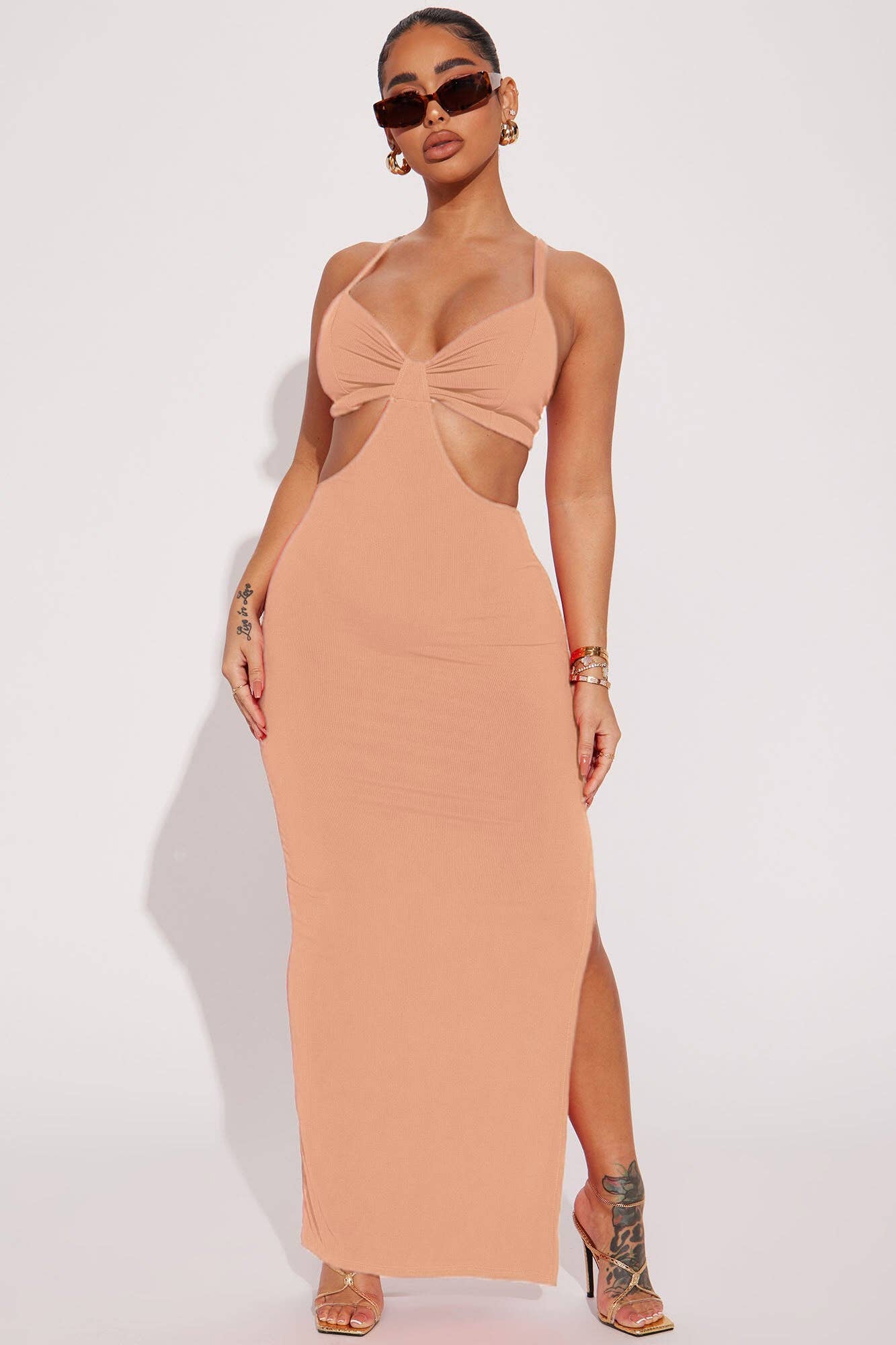 CUTOUT MAXI DRESS: Blush